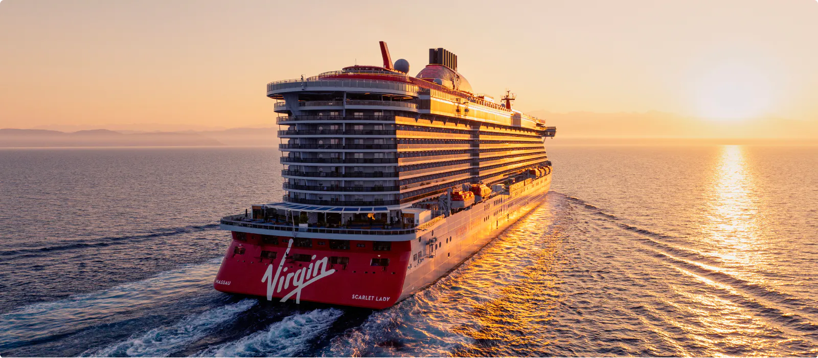 Virgin Voyages cruise ship at sea