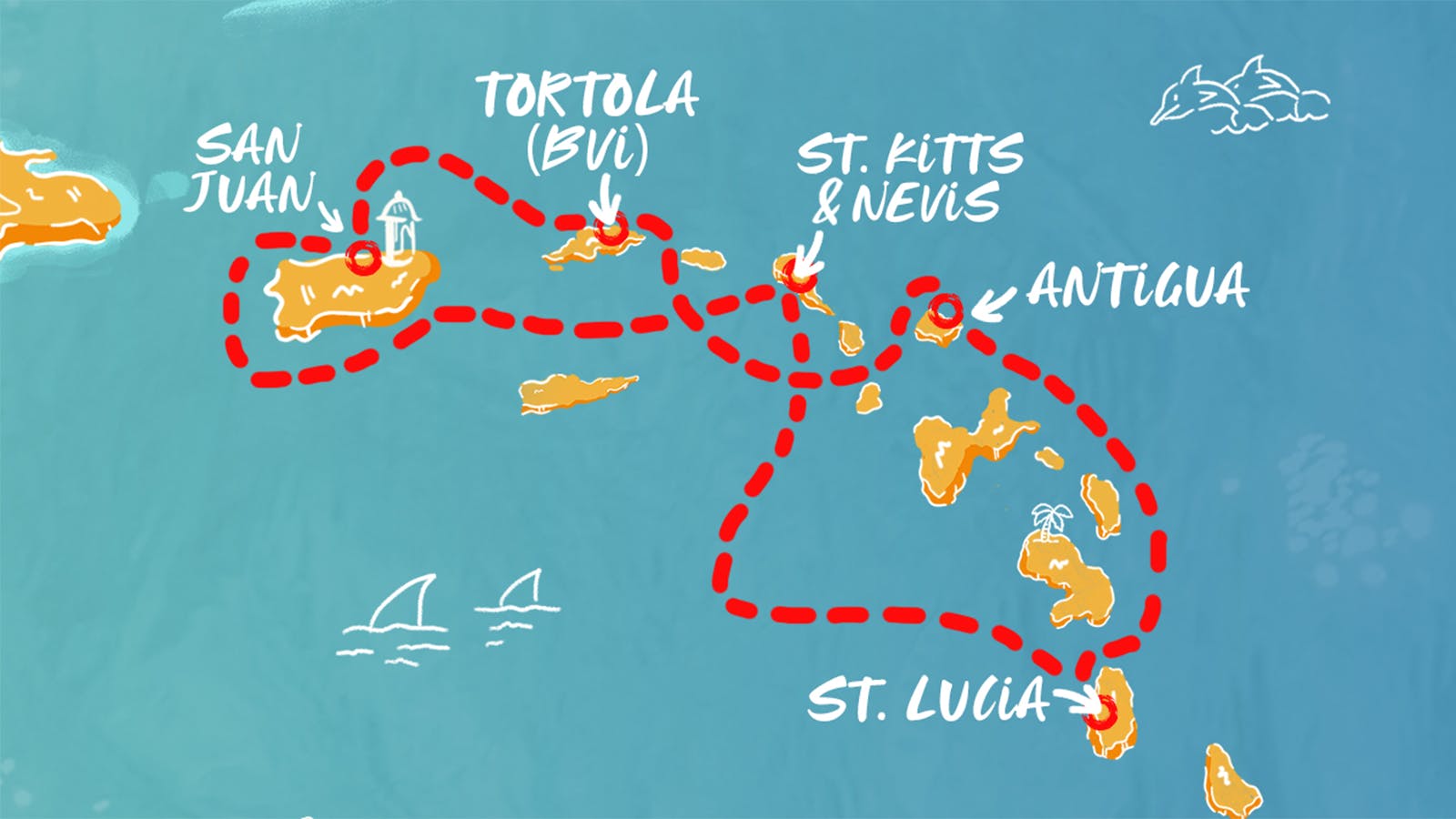Map of Caribbean East: Virgin & Saint Isles itinerary