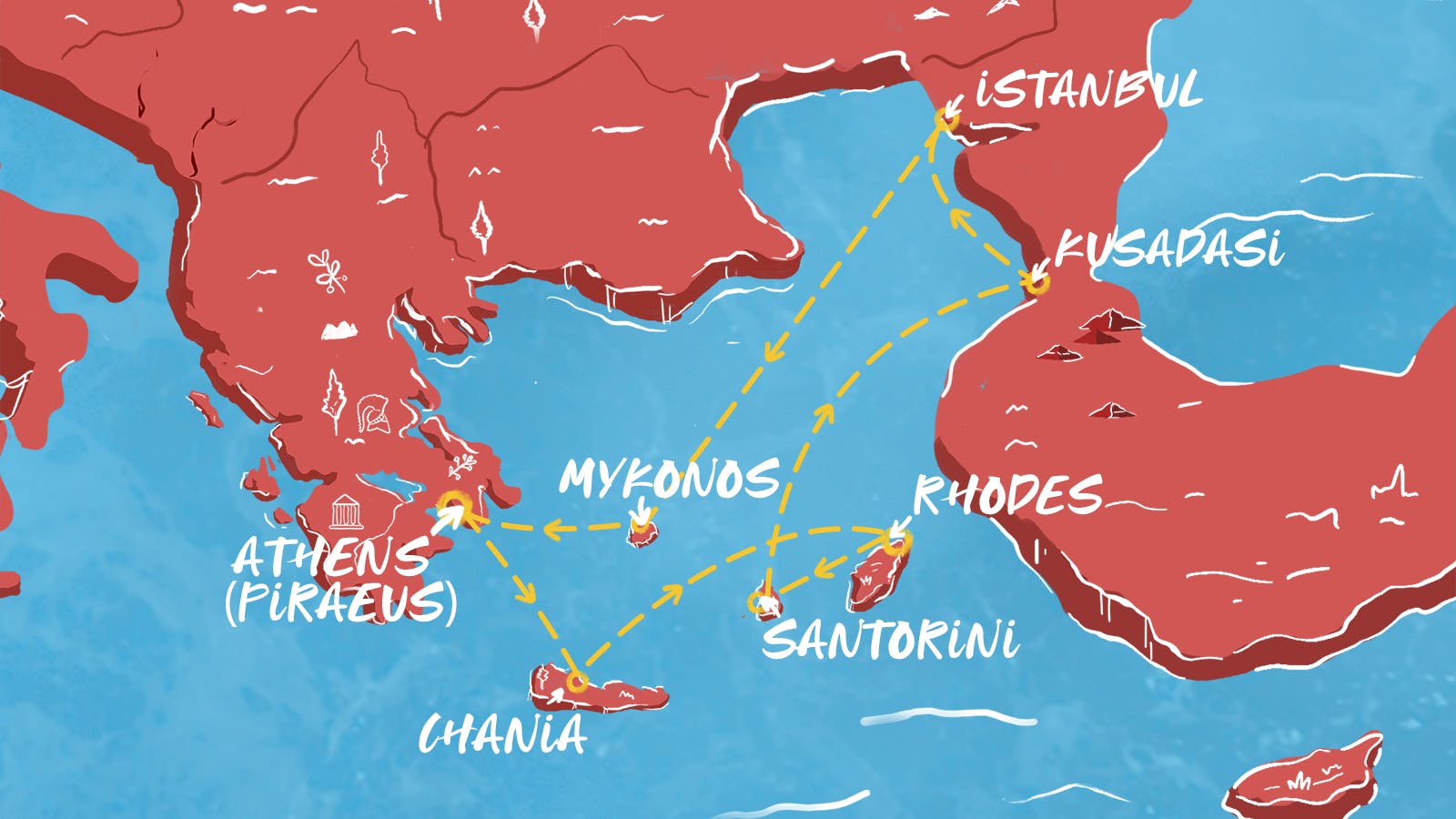 Map of Greek Isle Days & Istanbul Nights itinerary