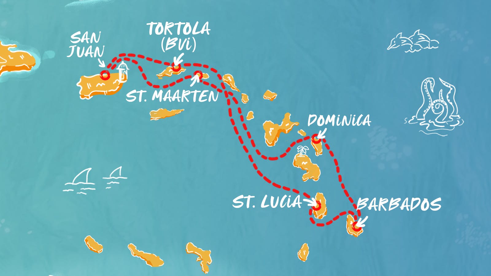 Map of Saint Isles & The Greater Antilles itinerary