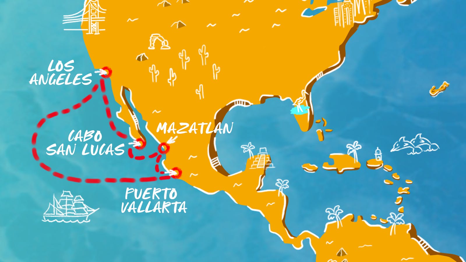 Map of Hollywood Sunsets & Mexican Horizons itinerary