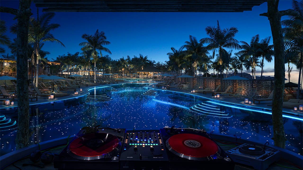 DJ' booth view at Beach Club at Bimini