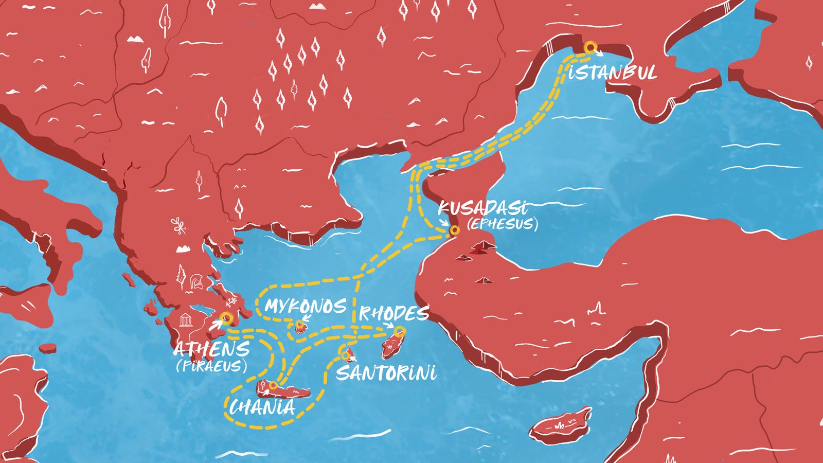 Map of Greek Isle Days & Istanbul Nights itinerary