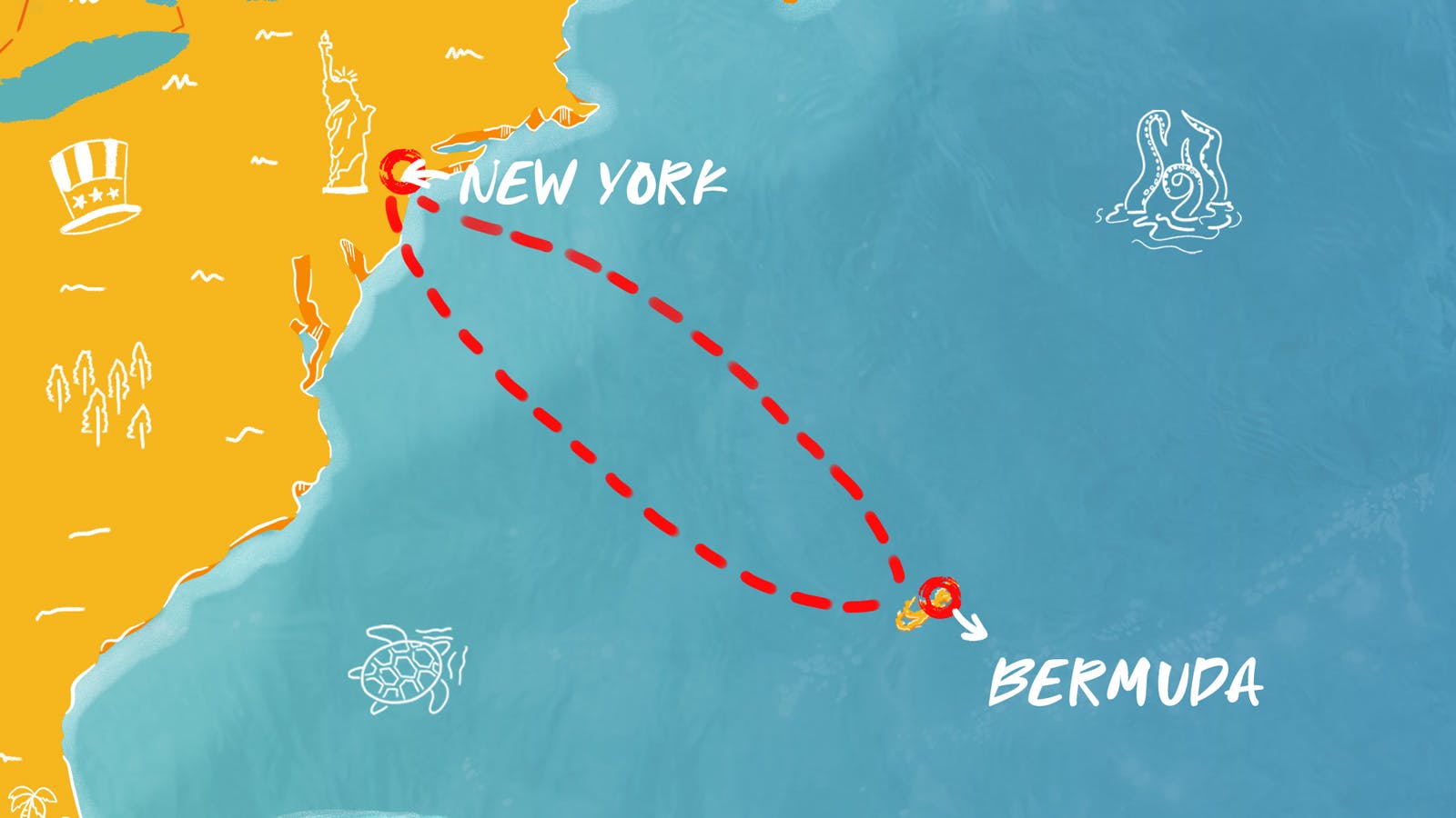 Map of The Big Apple to Bermuda itinerary