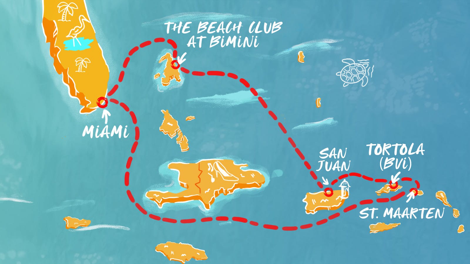 Map of Pre-Holiday Caribbean Getaway itinerary
