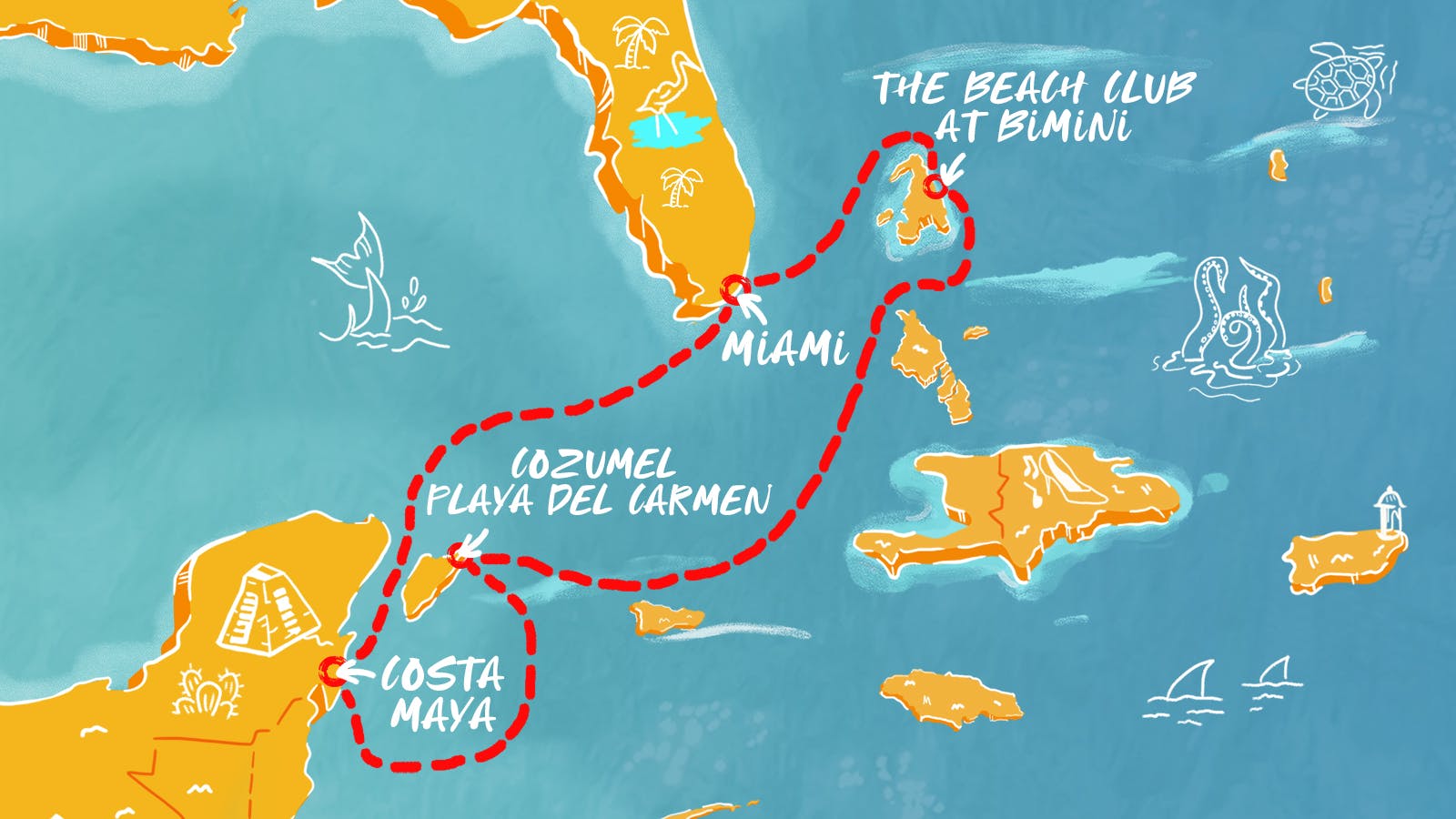 Map of Captivating Costa Maya & Cozumel Charm itinerary
