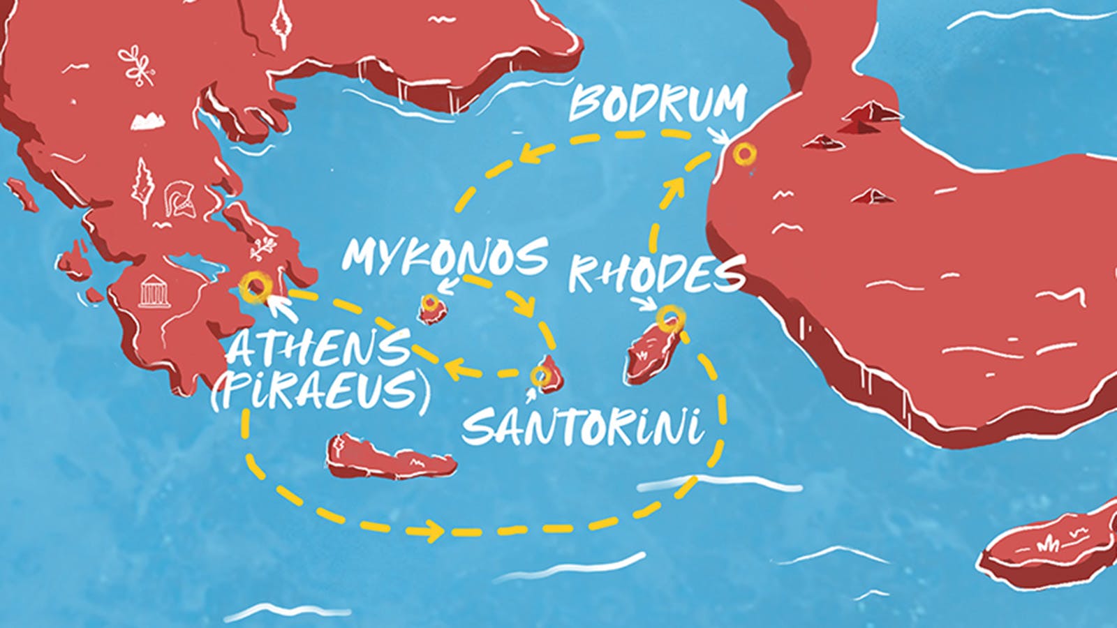 Map of Greek Island Glow itinerary