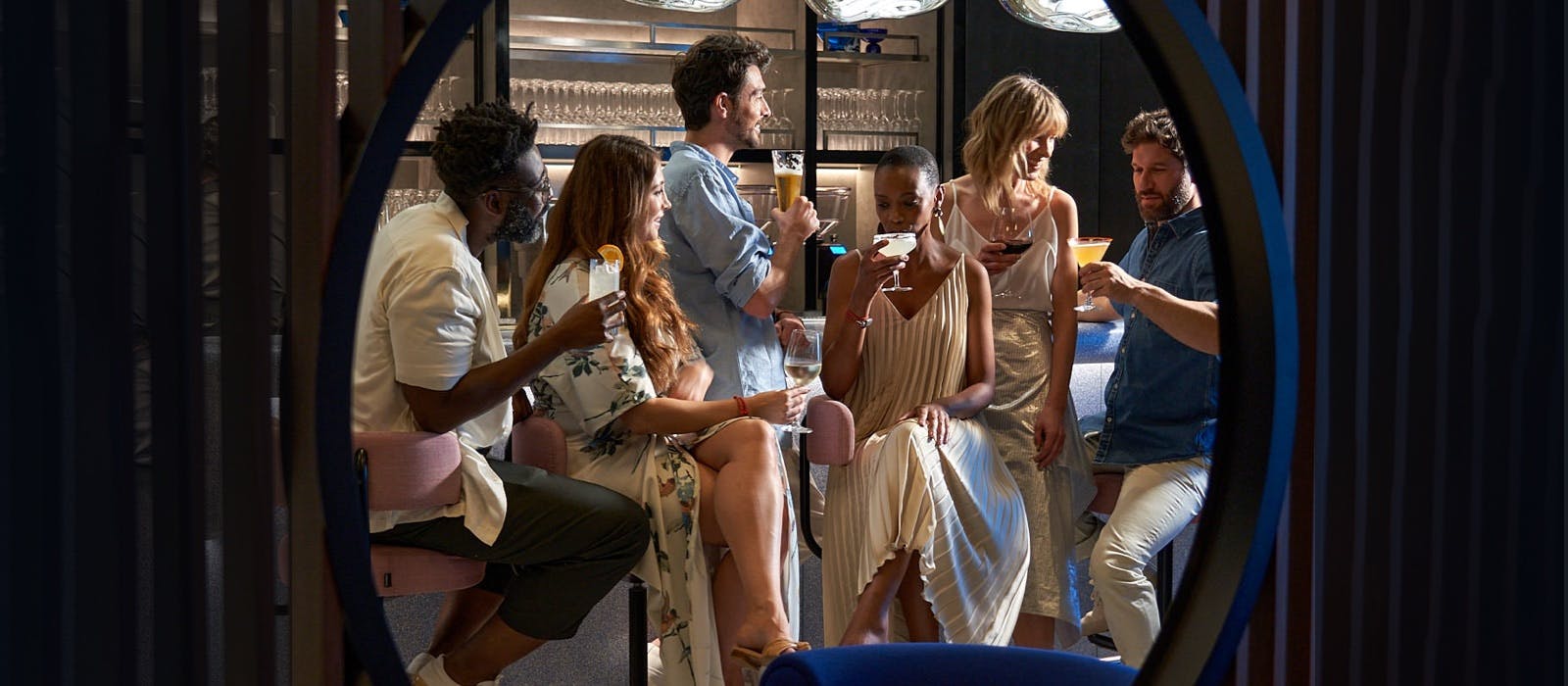 People gathered at a bar