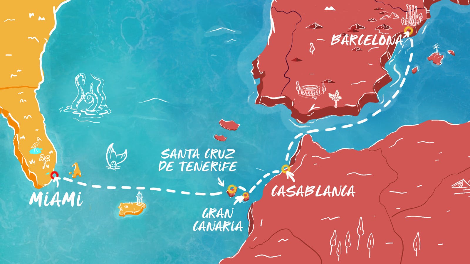 Map of Transatlantic Tricks & Treats itinerary