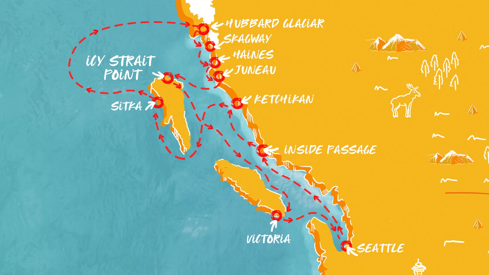 Map of Alaska: Glaciers & More itinerary