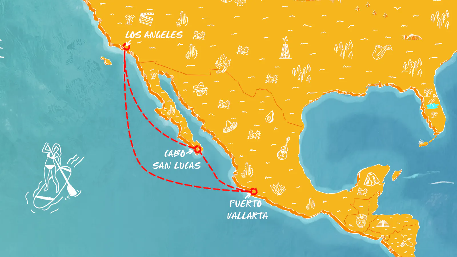 Map of Mexican Riviera & Cabo Overnight itinerary