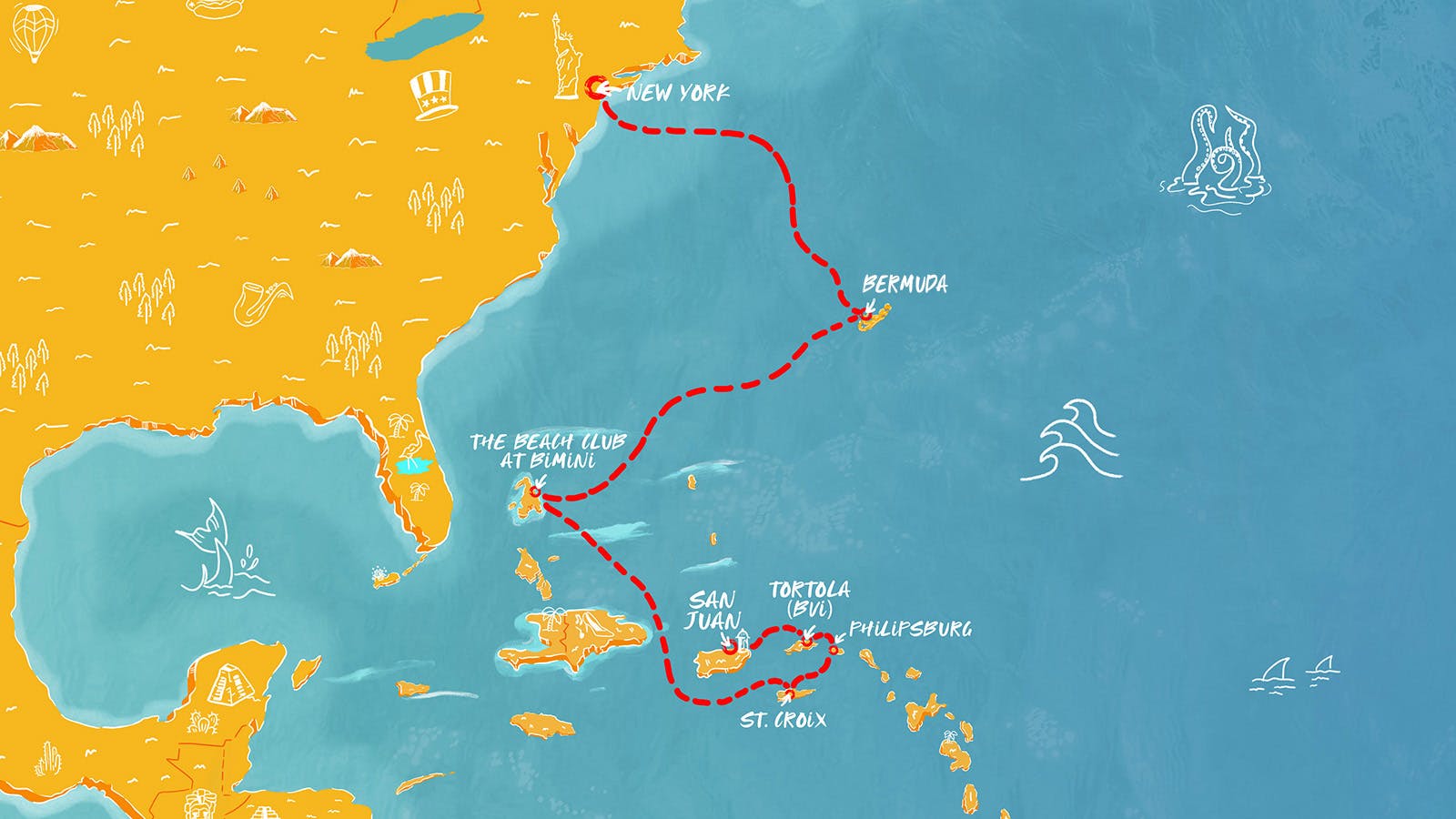 Map of NY to San Juan: Bermuda & Caribbean itinerary