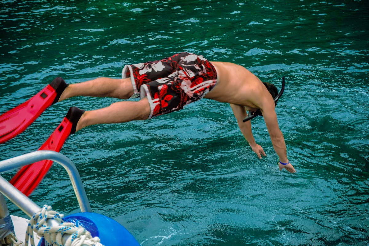 Diving into the water