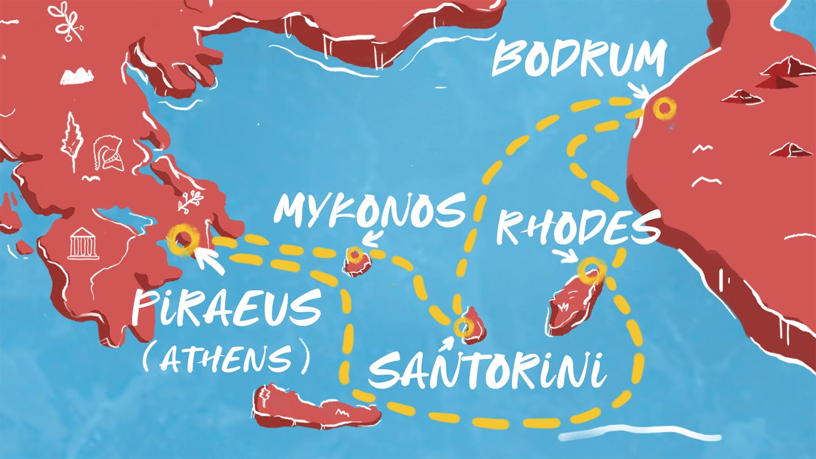 Map of Greek Island Glow itinerary