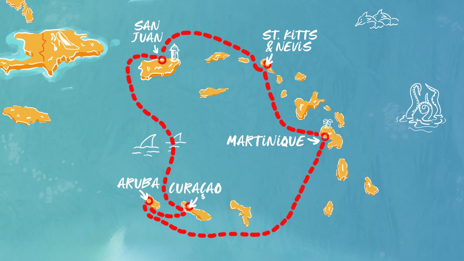 Map of Valiant Caribbean Holidays itinerary