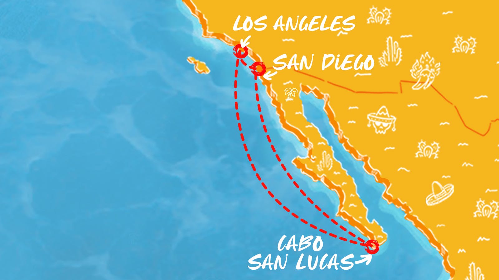 Map of Mexican Riviera & Cabo Overnight itinerary