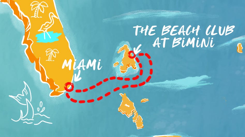 Map of Bimini Beach Club Cruise itinerary