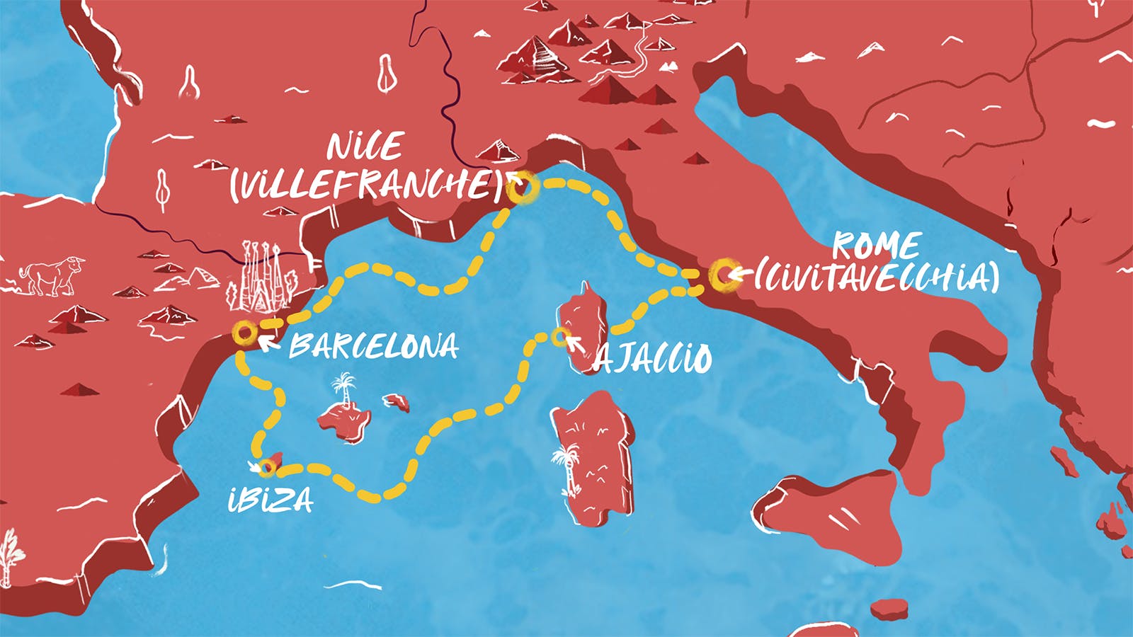Map of Riviera Charms, Rome & Corsica itinerary