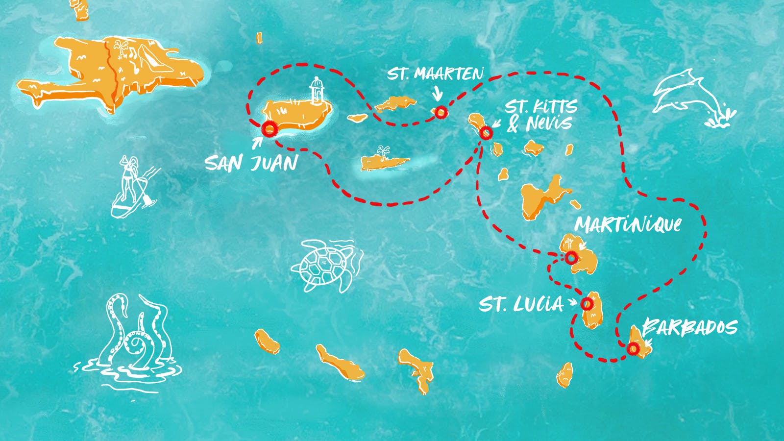 Map of Resilient Caribbean Holidays itinerary