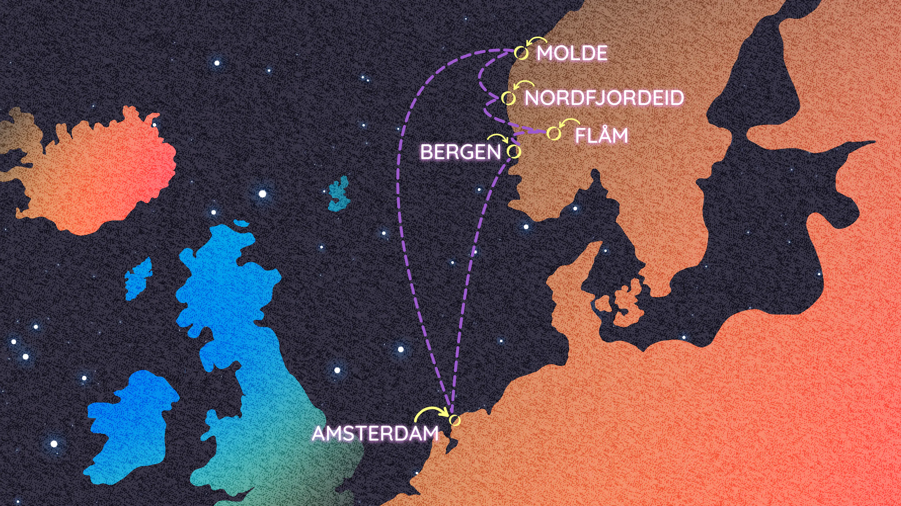 Map of Norwegian Fjords itinerary