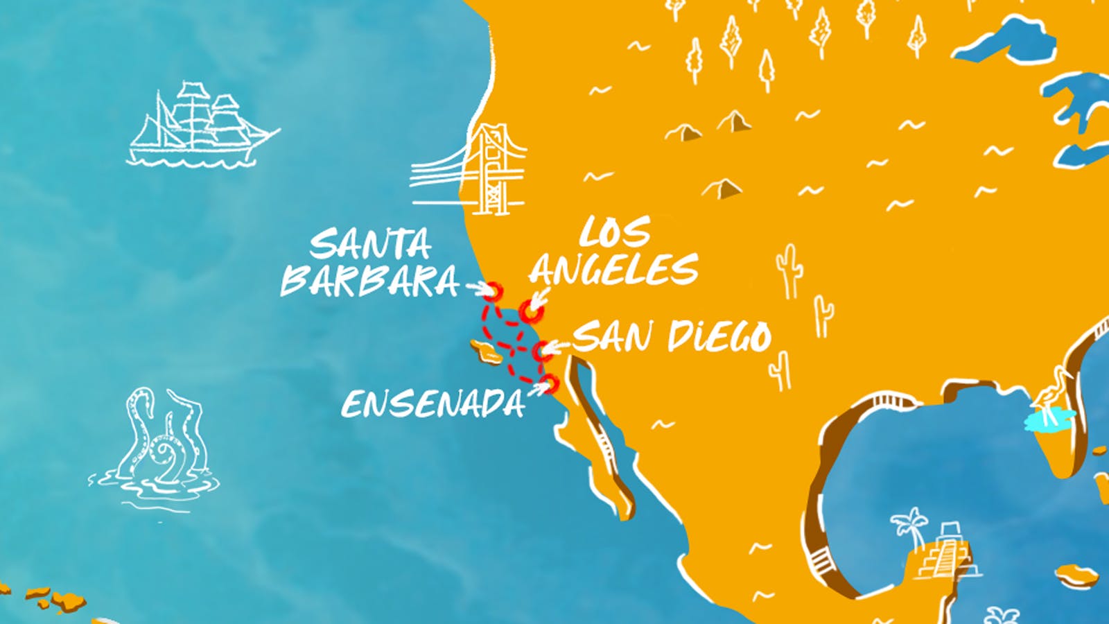 Map of Brilliant Lady LA MerMaiden itinerary