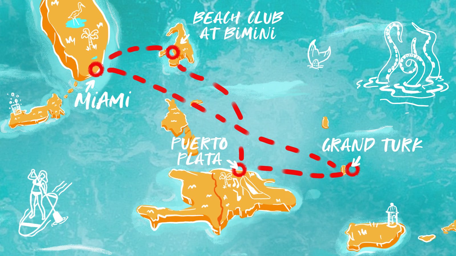 Grand Turk, Puerto Plata & Bimini itinerary map