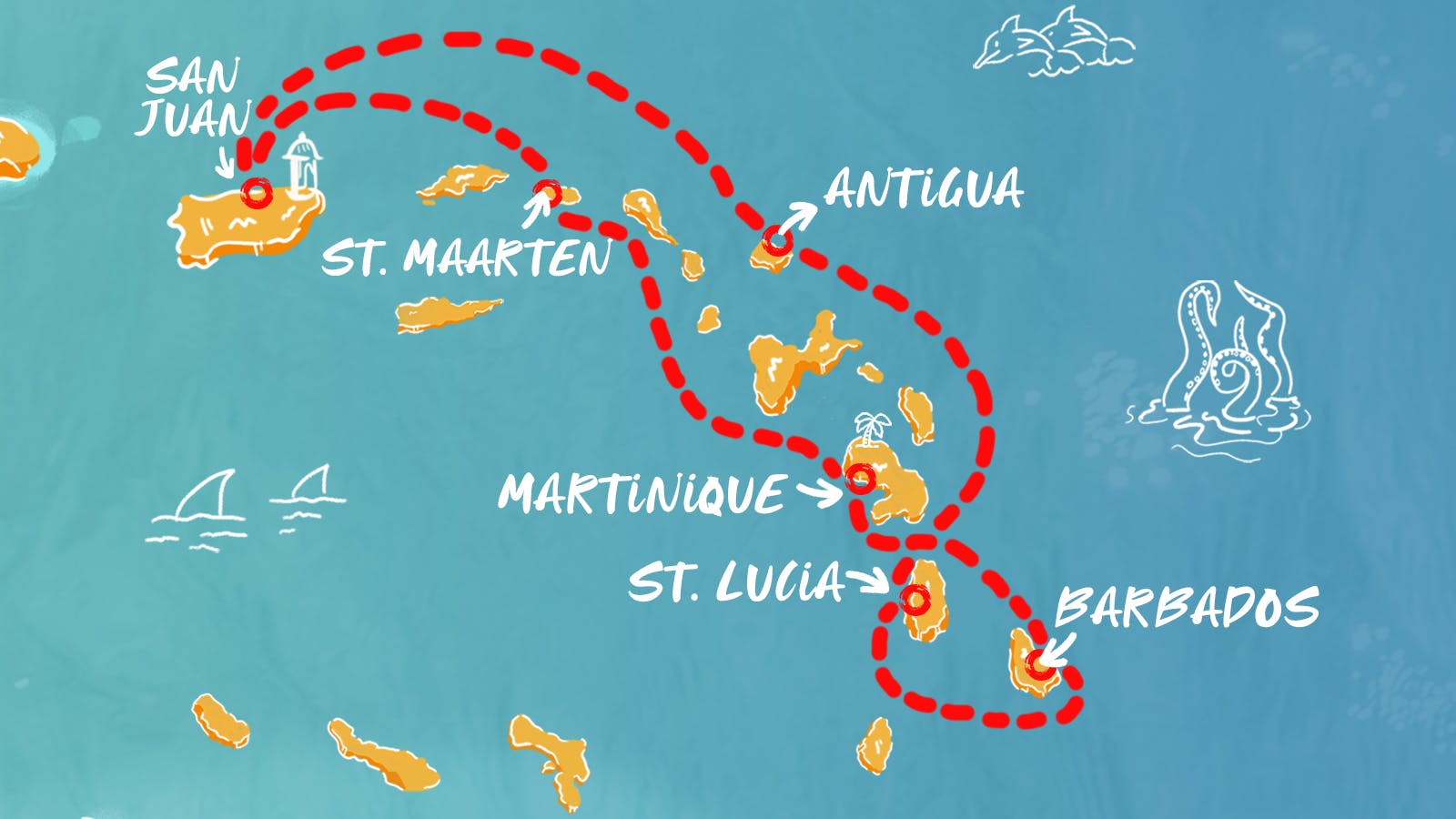 Map of Valiant New Year's Ahoy! itinerary