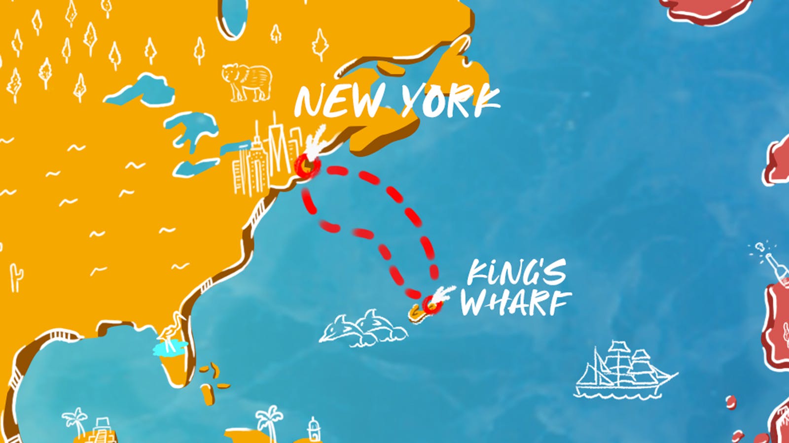 Map of Brilliant Lady New York MerMaiden itinerary